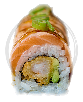 Flamed Salmon Ebi Roll 